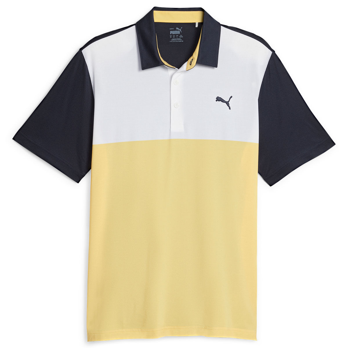 PUMA Men's CLOUDSPUN Colourblock Golf Polo Shirt, Mens, Navy blazer/flaxen, Medium | American Golf von PUMA Golf