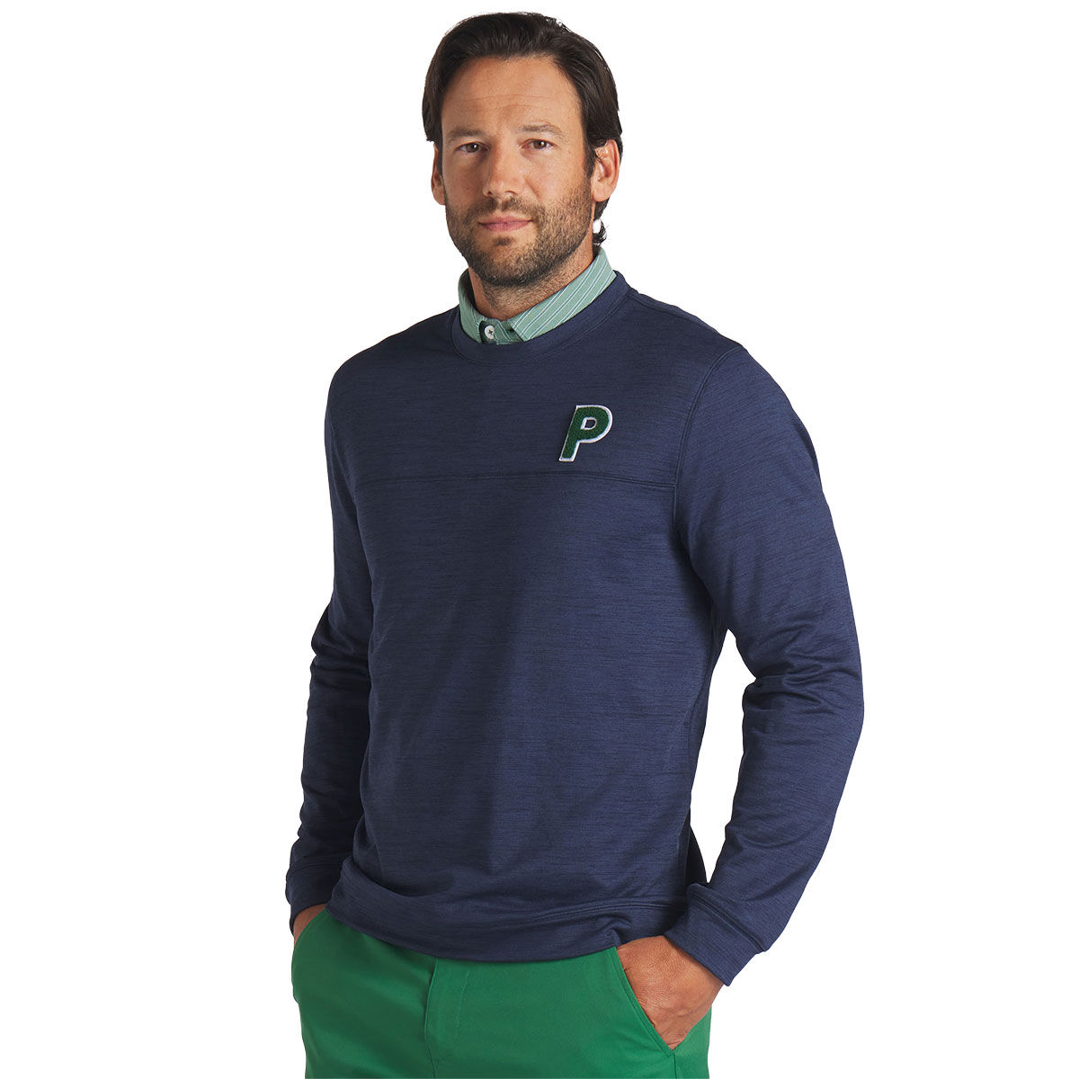 PUMA Men's CLOUDSPUN Patch Crewneck Golf Sweater, Mens, Navy heather, Large | American Golf von PUMA Golf