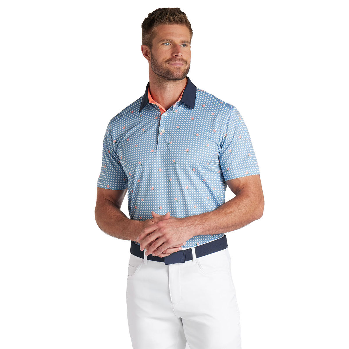 PUMA Men's Gingham Golf Polo Shirt, Mens, White glow/zen blue, Large | American Golf von PUMA Golf