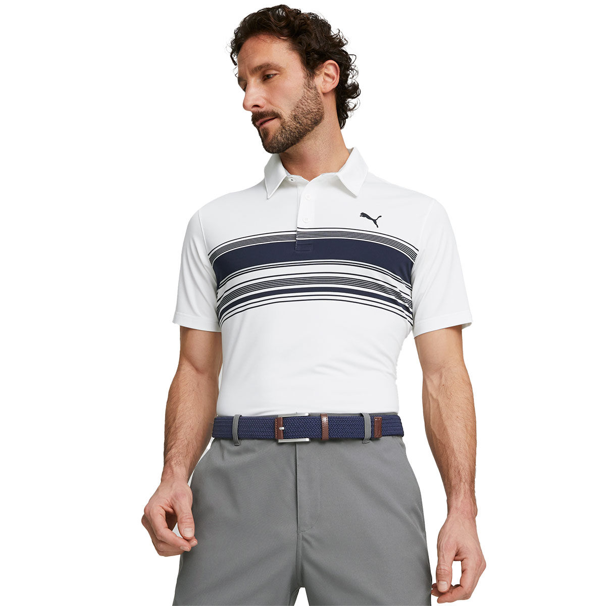 PUMA Men's MATTR Grind Golf Polo Shirt, Mens, Bright white/navy blazer, Small | American Golf von PUMA Golf