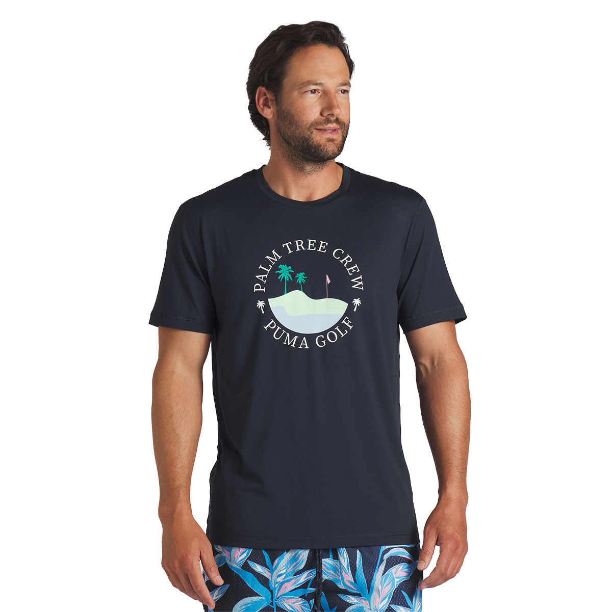 PUMA Men's Palm Tree Crew Island Golf T-Shirt, Mens, Deep navy, Large | American Golf von PUMA Golf