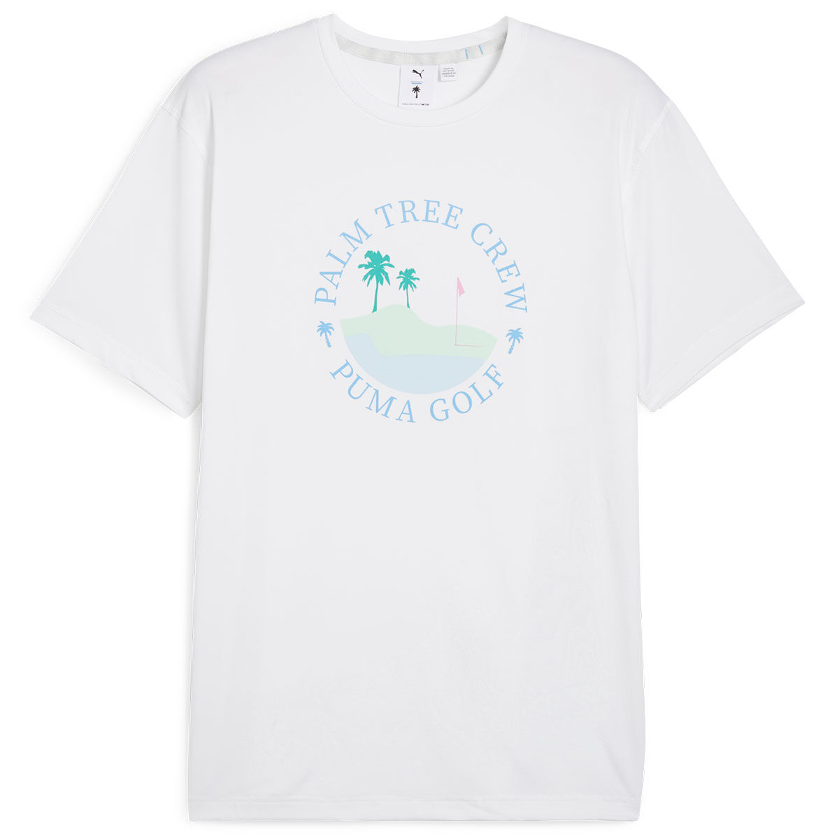 PUMA Men's Palm Tree Crew Island Golf T-Shirt, Mens, White, Medium | American Golf von PUMA Golf