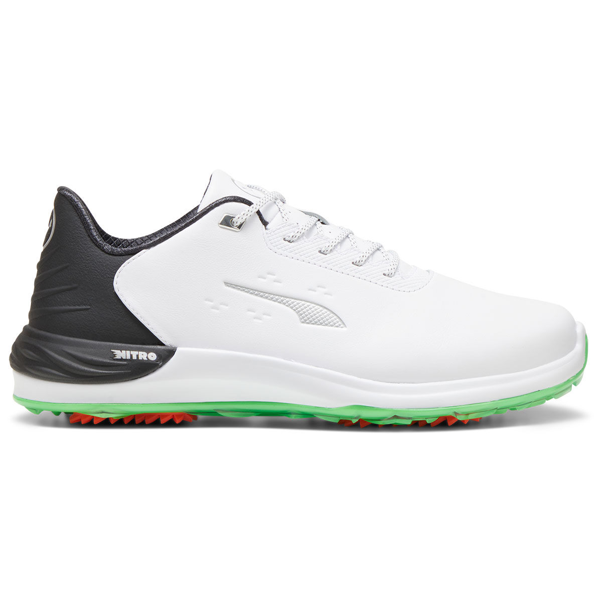 PUMA Men's Phantomcat NITRO™ + Waterproof Spiked Golf Shoes, Mens, White/black/fluro green pes, 10 | American Golf von PUMA Golf