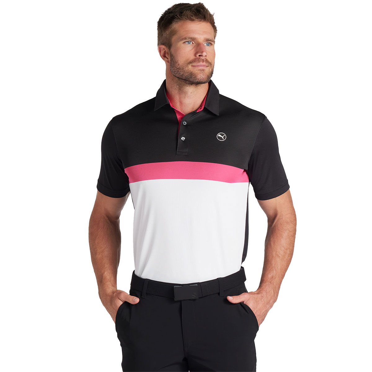 PUMA Men's Pure Colourblock Golf Polo Shirt, Mens, White glow/black, Large | American Golf von PUMA Golf