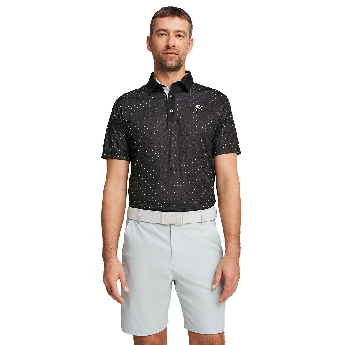 PUMA Men's Pure Geo Golf Polo Shirt, Mens, Black/white glow, Medium | American Golf von PUMA Golf