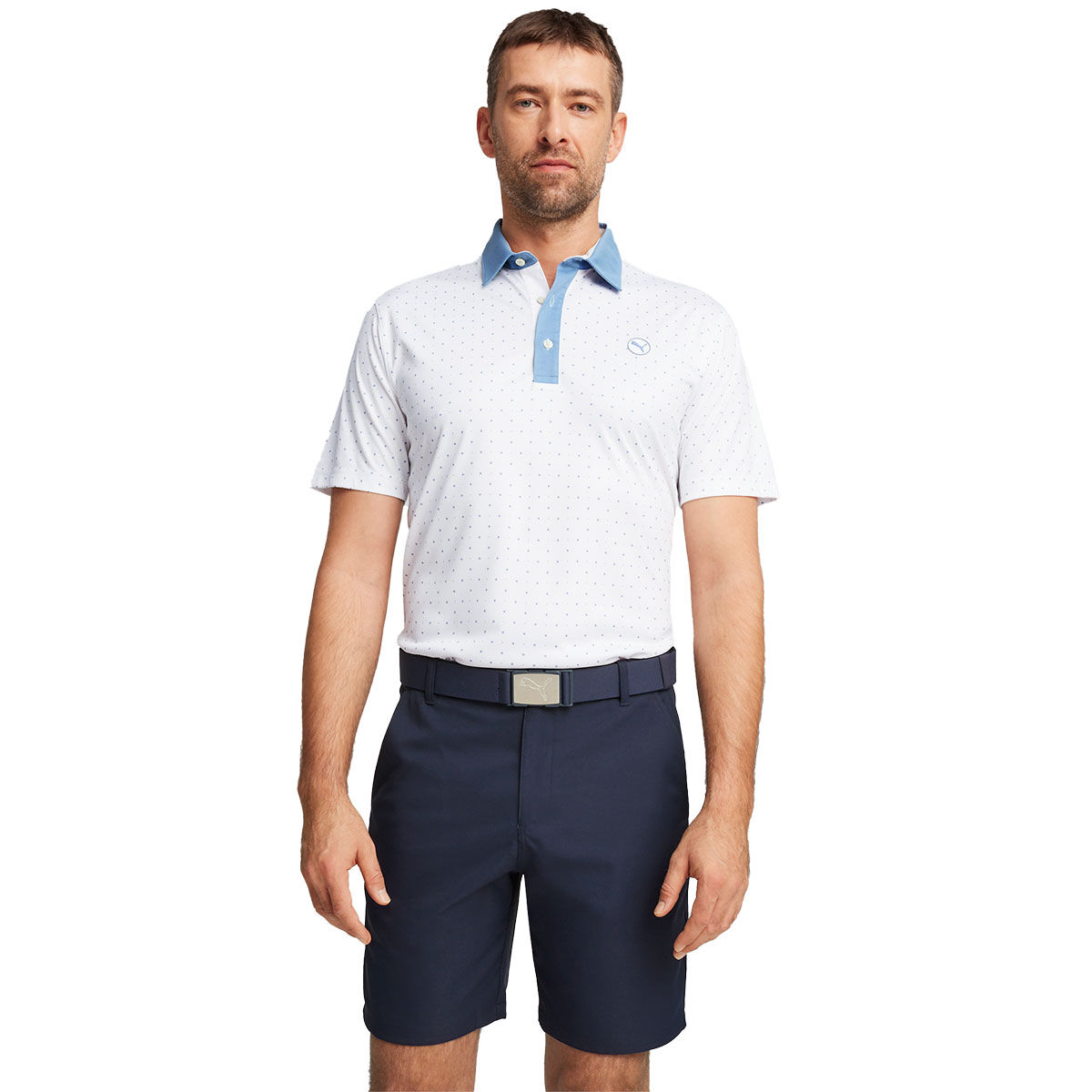 PUMA Men's Pure Geo Golf Polo Shirt, Mens, White glow/zen blue, Medium | American Golf von PUMA Golf