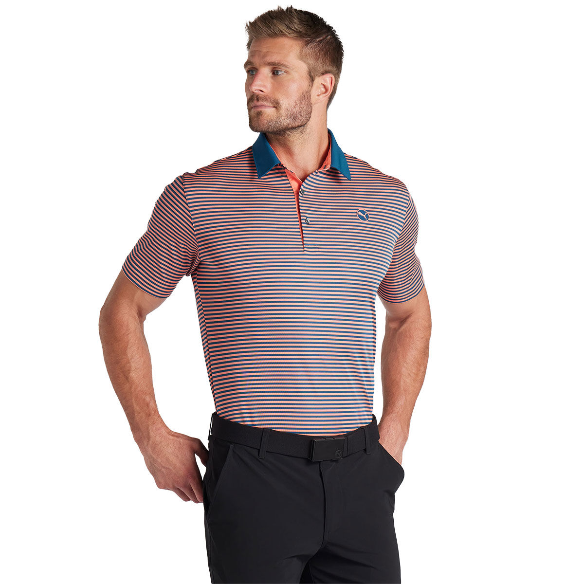 PUMA Men's Pure Stripe Golf Polo Shirt, Mens, Ocean tropic, Small | American Golf von PUMA Golf
