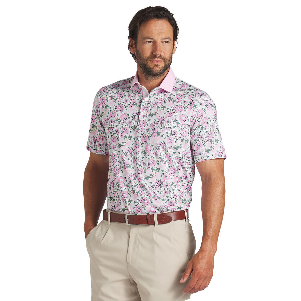 PUMA Men's X Arnold Palmer Floral Golf Polo Shirt, Mens, White glow/pale pink, Large | American Golf von PUMA Golf