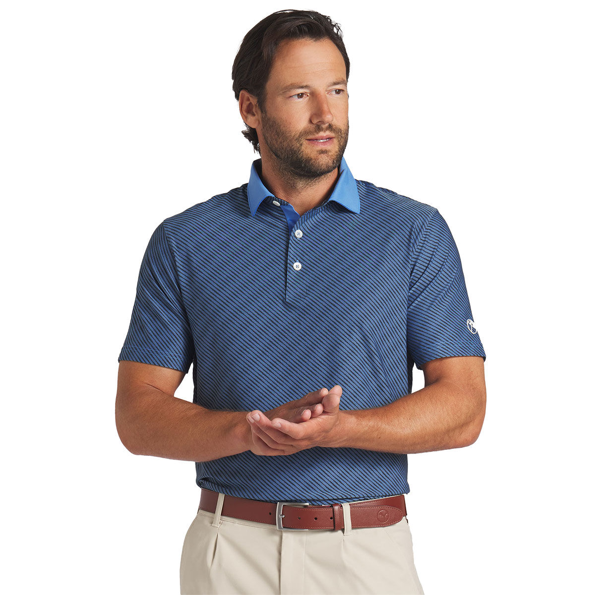 PUMA Men's X Arnold Palmer Jacquard Stripe Golf Polo Shirt, Mens, Blue skies, Medium | American Golf von PUMA Golf