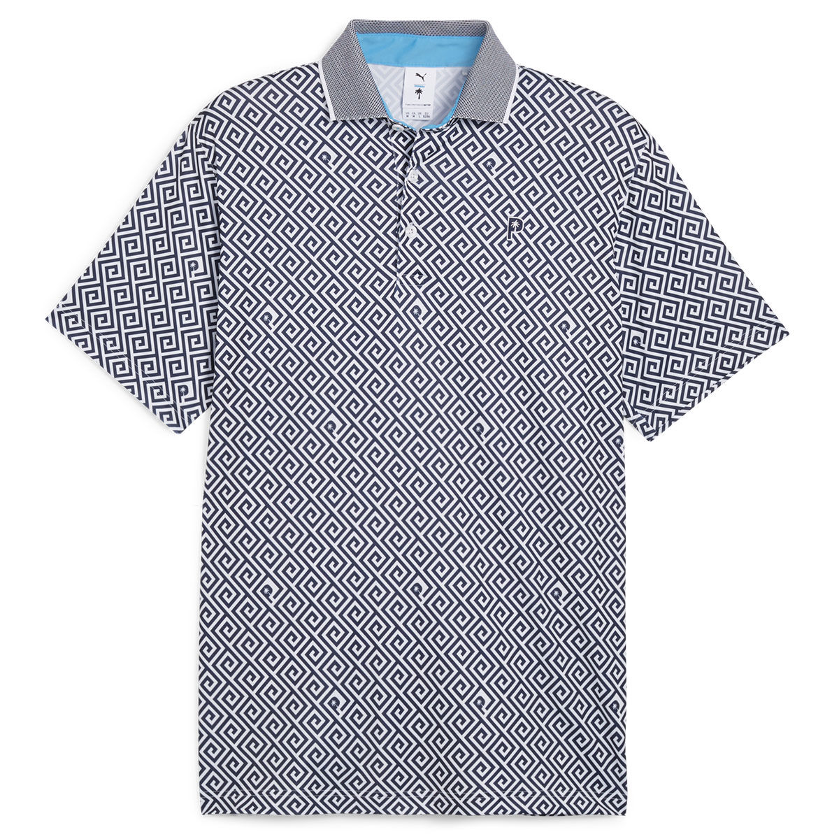 PUMA Men's X Palm Tree Crew Resort Golf Polo Shirt, Mens, Deep navy/white glow, Medium | American Golf von PUMA Golf