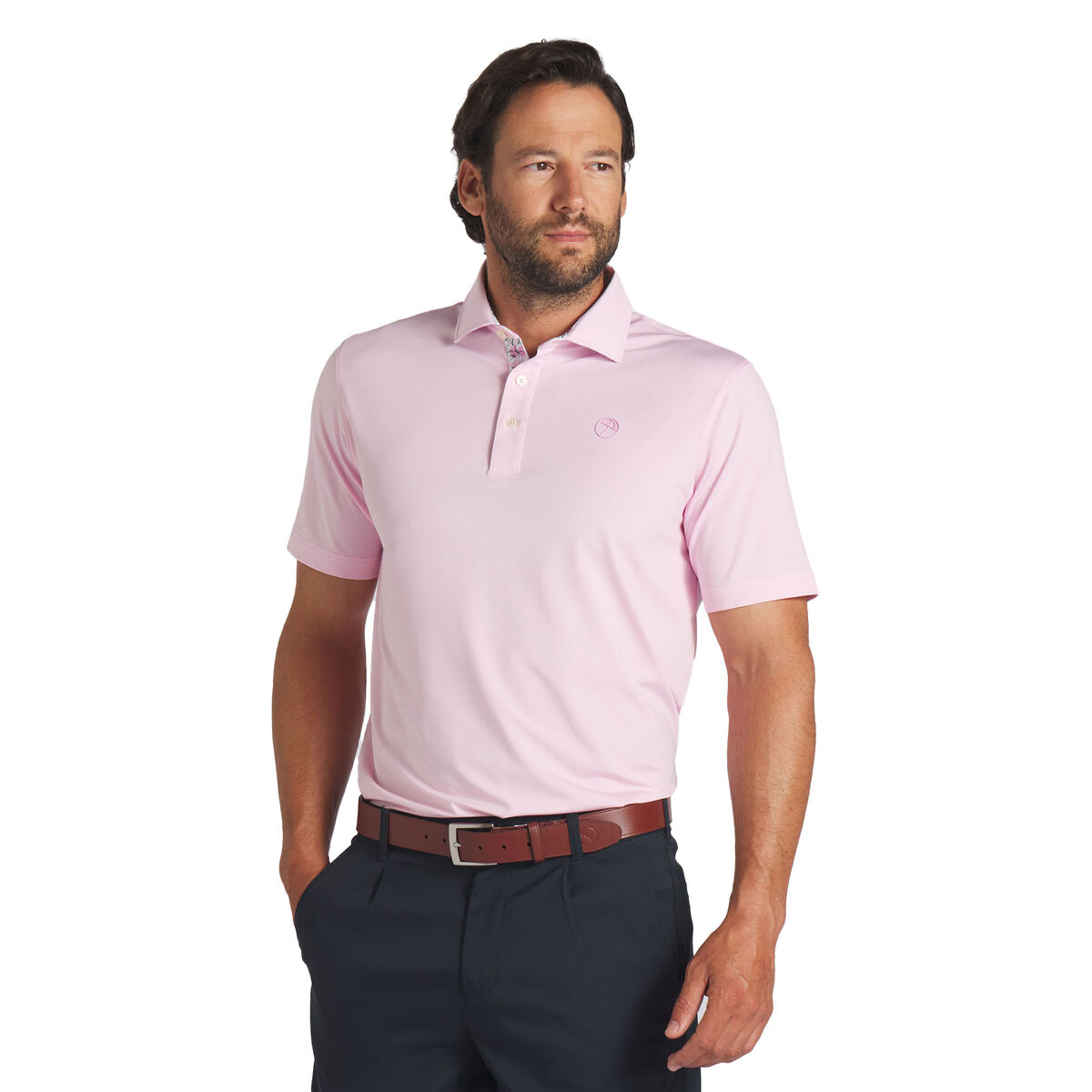 PUMA Men's x Arnold Palmer Floral Trim Golf Polo Shirt, Mens, Pale pink, Large | American Golf von PUMA Golf