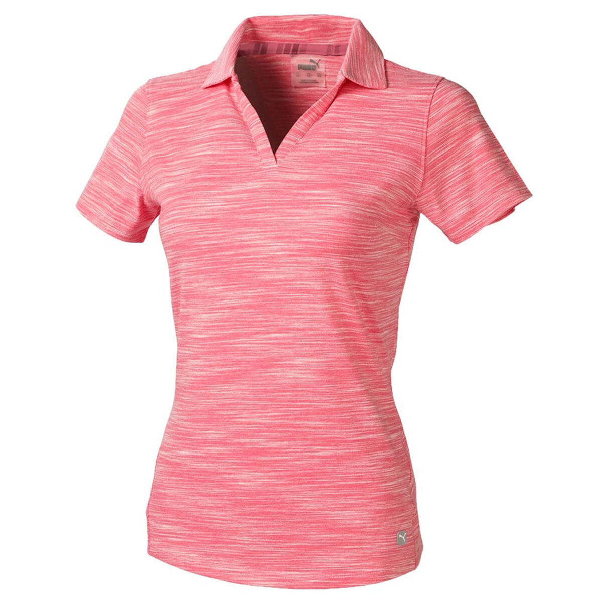 PUMA Womens Heather Slub Stretch Golf Polo Shirt, Female, Rapture rose heather, Xs | American Golf von PUMA Golf