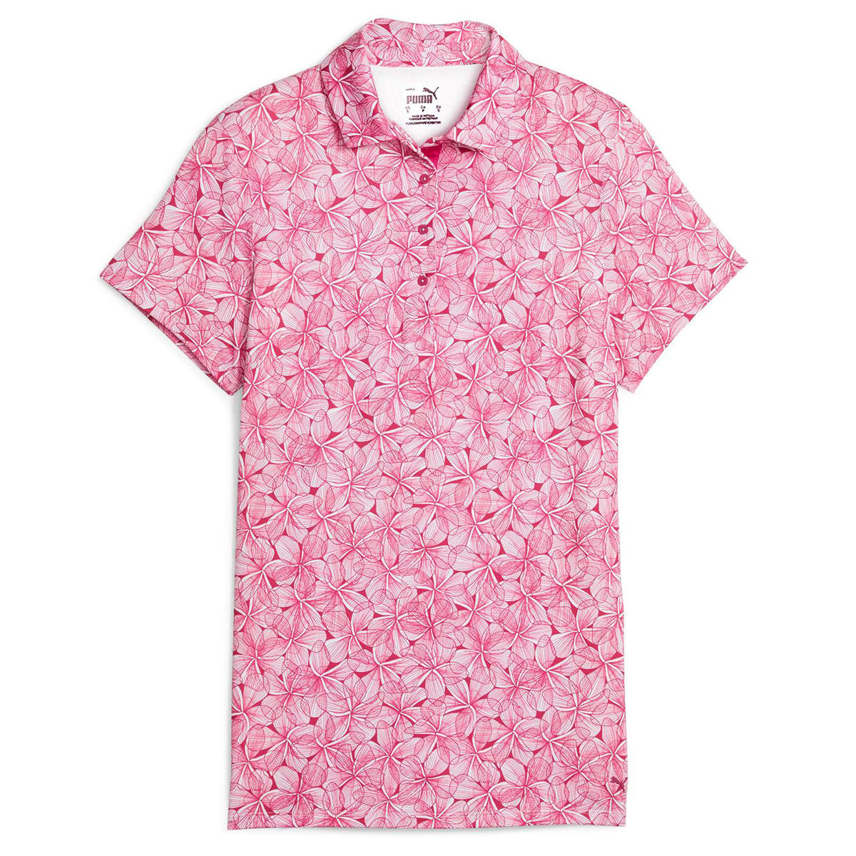 PUMA Womens MATTR Plumeria Golf Polo Shirt, Female, White/pink, Large | American Golf von PUMA Golf