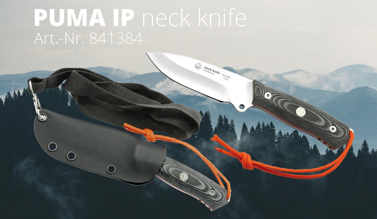 PUMA IP Taschenmesser PUMA IP neck knife handmade orange Kordel Kydex Micarta von PUMA IP