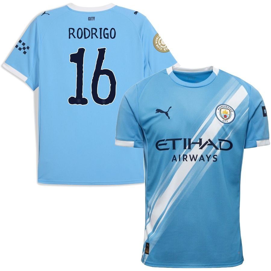 Manchester City Heimtrikot 2025/26 RODRIGO 16 + Klub WM Arm-Patch von PUMA
