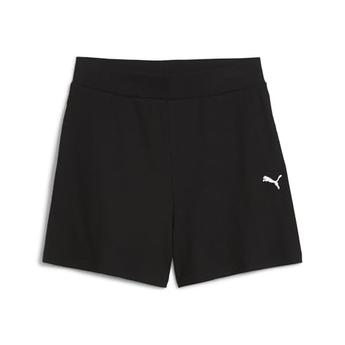 PUMA Damen ESS Elevated High-Rise Rib Shorts 5" Gestrickte Shorts, PUMA Black, M von PUMA