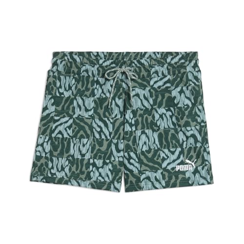 PUMA Damen ESS Graphic Mid-Rise AOP Shorts 5" Gestrickte Shorts, Green Moon, von PUMA