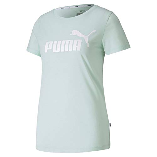 PUMA Damen Essential Logo Heather T-Shirt-Mint, Weiß, XS von PUMA