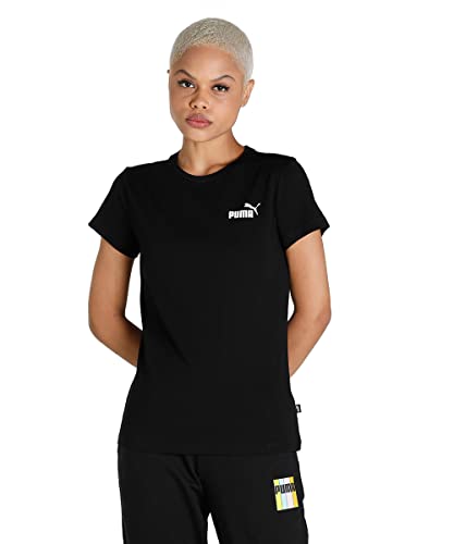 PUMA Damen Kleines Logo T Shirt Rundhals Kurzarm Bequem Top Schwarz XL von PUMA