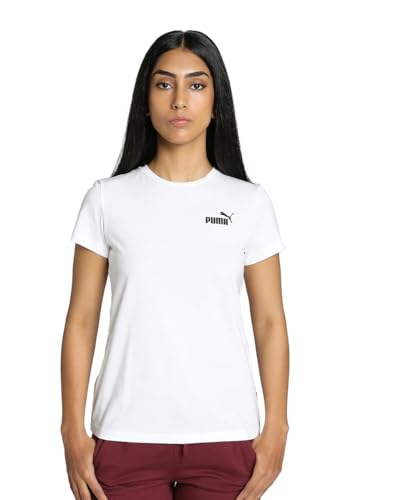 PUMA Damen Kleines Logo T Shirt Rundhals Top Kurzarm Weiß L von PUMA