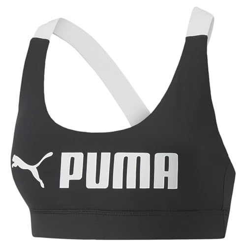 PUMA Damen Mid Impact Puma Fit Bra Unterw sche Oberteil, Puma Schwarz, S EU von PUMA