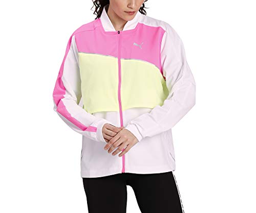 PUMA Damen Run Ultra Jacket Pullover, White-Luminous Pink-Fizzy Yellow, XS von PUMA