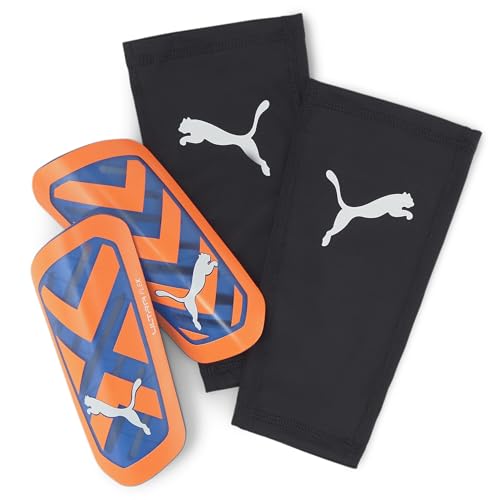 PUMA Flex Schienbeinschoner für Fußball, Unisex, Erwachsene, Ultra Orange Blue Glimmer, L von PUMA