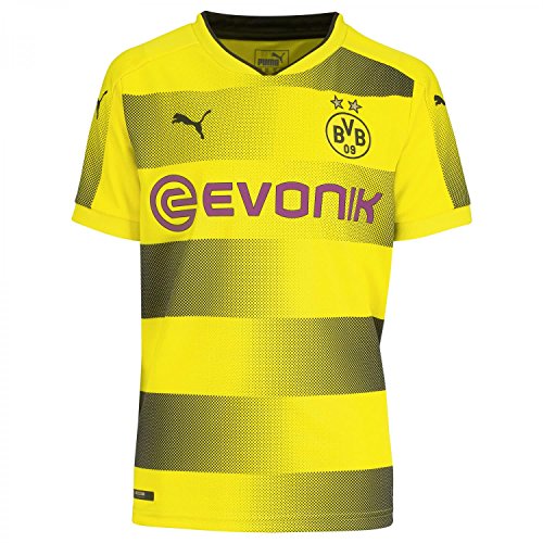 PUMA Kinder BVB Kids Home Replica Shirt with Sponsor Logo Fußball T, Cyber Yellow Black, 176 von PUMA