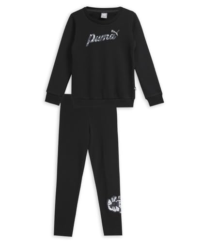 PUMA Mädchen Class Act Crew & Legging Set Fl Trainingsanzug, PUMA Black, 176 EU von PUMA