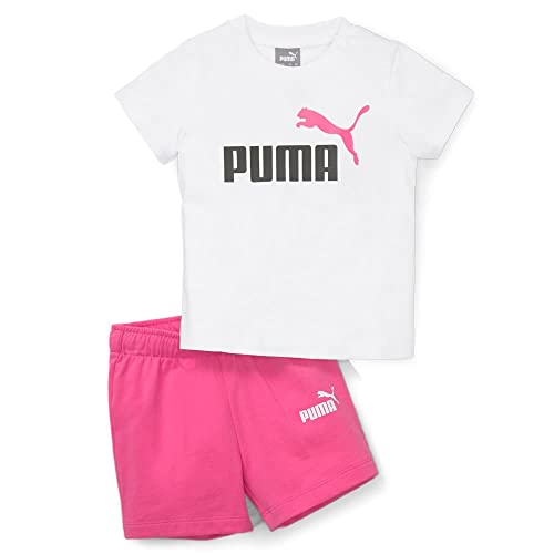 PUMA Unisex Kinder Minicats T-Shirt und Shorts Jogginganzug, White-Pearl Pink, 68 von PUMA