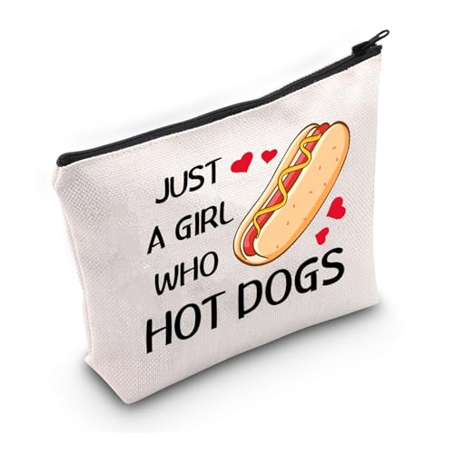 PWHAOO Hot Dog Design Geschenk Who Loves Hot Dogs Make-up-Tasche Hot Dog Lover Kosmetiktasche Hot Dog Merch, Who Loves Hot Dogs M von PWHAOO
