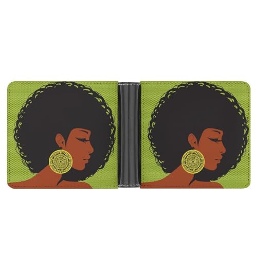 PWIKJZ Brieftasche Afrikanische Frauen Herren Bifold Geldbörsen Portable Leder Geldbörse Kartenhalter von PWIKJZ