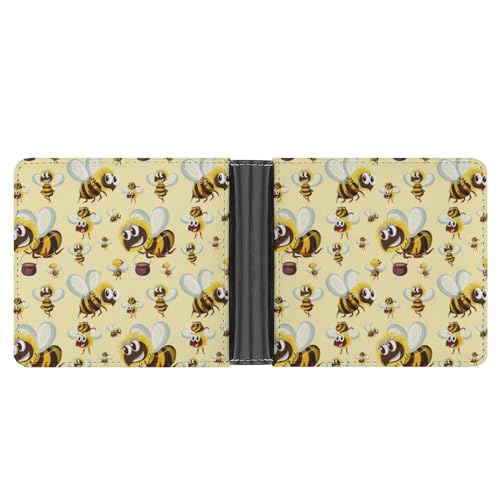 PWIKJZ Brieftasche Bienen-Muster Herren Bifold Geldbörsen Portable Leder Geldbörse Kartenhalter von PWIKJZ
