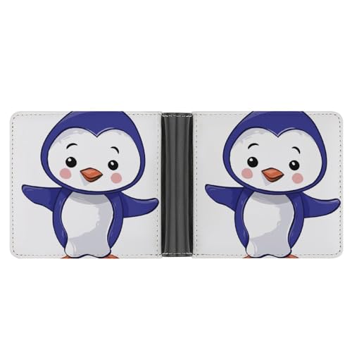 PWIKJZ Brieftasche Blauer Pinguin Herren Bifold Geldbörsen Portable Leder Geldbörse Kartenhalter von PWIKJZ