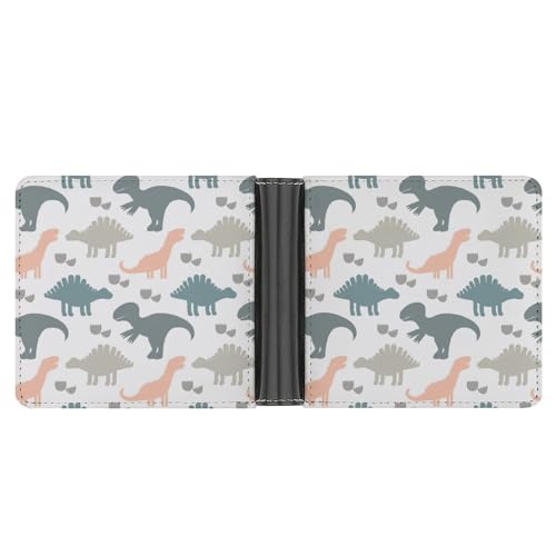 PWIKJZ Brieftasche Dinosaurier Muster Herren Bifold Geldbörsen Portable Leder Geldbörse Kartenhalter von PWIKJZ