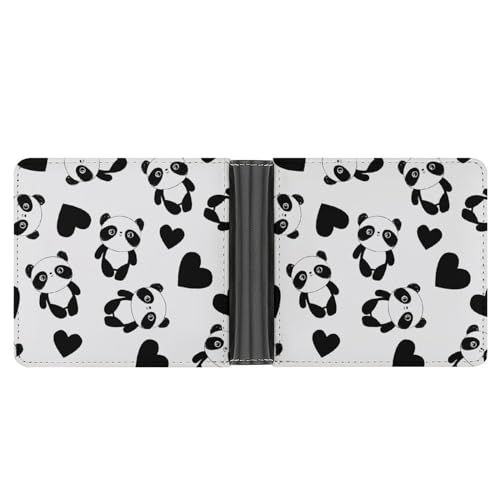 PWIKJZ Brieftasche Panda-Muster Herren Bifold Geldbörsen Portable Leder Geldbörse Kartenhalter von PWIKJZ