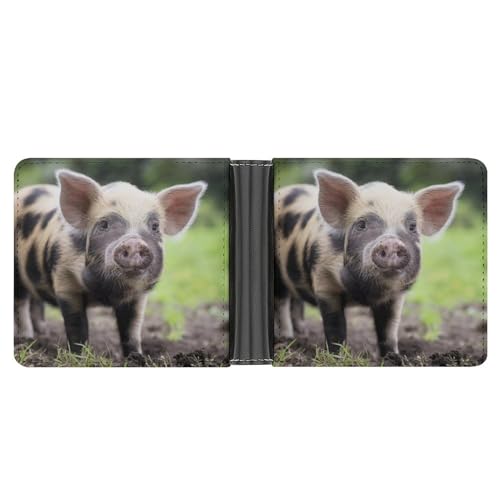 PWIKJZ Brieftasche Tier Schwein Herren Bifold Geldbörsen Portable Leder Geldbörse Kartenhalter von PWIKJZ