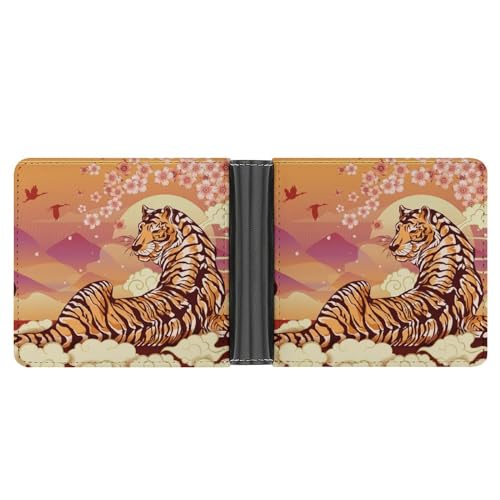 PWIKJZ Brieftasche Tiger Herren Bifold Geldbörsen Portable Leder Geldbörse Kartenhalter von PWIKJZ