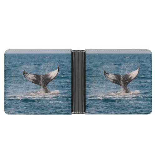 PWIKJZ Brieftasche Walfisch Herren Bifold Geldbörsen Portable Leder Geldbörse Kartenhalter von PWIKJZ