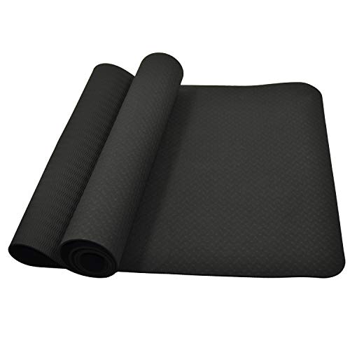 Yogamatte schwarz 183 X 61 X 0,5 cm Fitnessmatte, Pilates- und Gymnastik-Stretching-Matte von PX