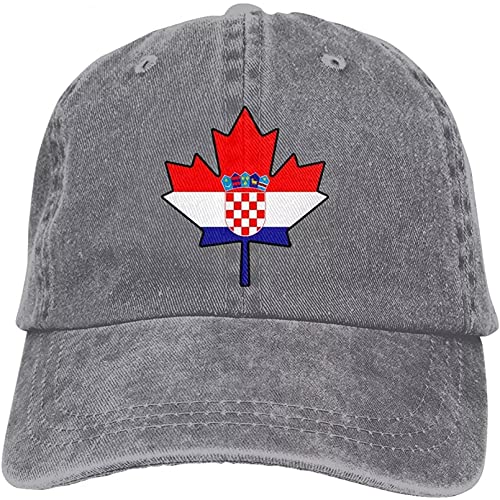 Baseballmütze Herren Kroatien Flagge Kanada Ahornblatt Garngefärbte Denim Baseballmützen Verstellbare Hiphop-Mütze von PXHDZDG@
