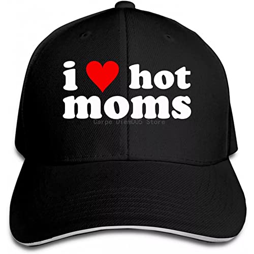 Baseballmütze I Love Hot Moms Hats Männer Frauen Baseballmütze Sonnenschutz Trucker Cap Schwarz von PXHDZDG@