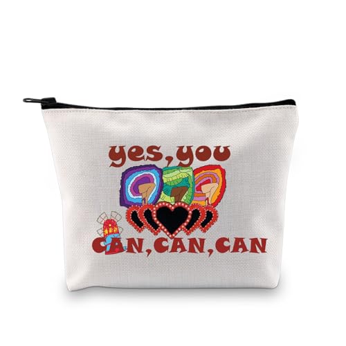 PXTIDY Moulin Musical Rouge Kosmetiktasche mit Aufschrift "Yes You Can Can", lustiges Geschenk, beige, Einheitsgröße von PXTIDY