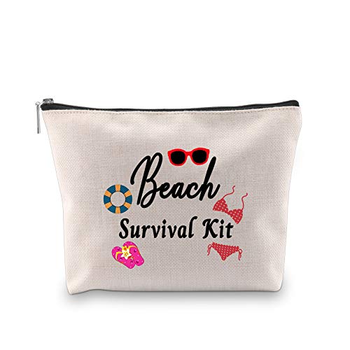PXTIDY Strand Survival Kit Kosmetiktasche für Frauen Meer Strand Kosmetiktasche Reisetasche Kulturtasche Schminkkoffer Multifunktionstasche Geschenke, beige (Beige) - 1 von PXTIDY