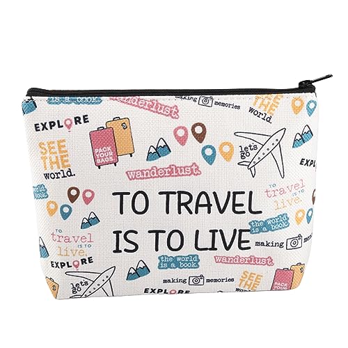 PXTIDY World Traveler Gifts to Travel is to Live World Explorer Reisetasche Stewardess Luftfahrt Geschenk Wanderlust Geschenke, beige, Einheitsgröße, Make-up-Tasche von PXTIDY