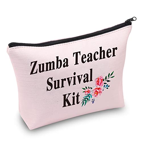 PXTIDY Zumba Überlebens-Set für Lehrer, Make-up-Tasche, Zumba-Lehrer, Geschenk, Tanzlehrer, Geschenk, Bleistiftbeutel, Lehrer-Tasche, rose von PXTIDY