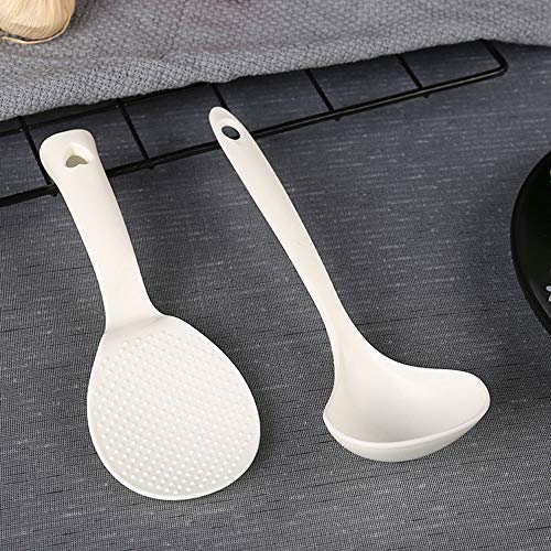 PZRT 1pcs Standing Rice Paddle and 1pcs Soup Spoons, Non-Stick Rice Spoon, Stand-up Serving Rice Spatula Household Kitchen Tools, White von PZRT