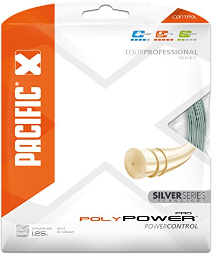 pacific Tennissaite Poly Power PRO Silver Series - 12.20m-Garnitur, silber, 1.25mm/16L, PC-2057.00.08 von Pacific