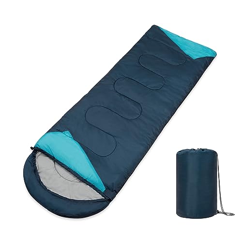 Paco Home Schlafsack Outdoor Waschbar Atmungsaktiv Erwachsene Kinder Sommer Winter Deckenschlafsack Camping Reisen, Farbe:Dunkelblau-Hellblau, Größe:220x70x6cm von Paco Home