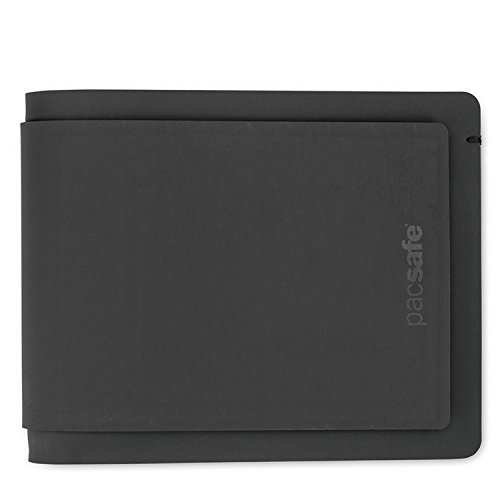 Pacsafe RFIDsafe TEC Bifold Wallet Plus für bis zu 13 Kreditkarten, 7 Easy Access Steckfächer, Portemonnaie mit Anti-Diebstahl Schutz, schmaler PU Geldbeutel, Geldbörse mit RFID, Schwarz/Grau von Pacsafe